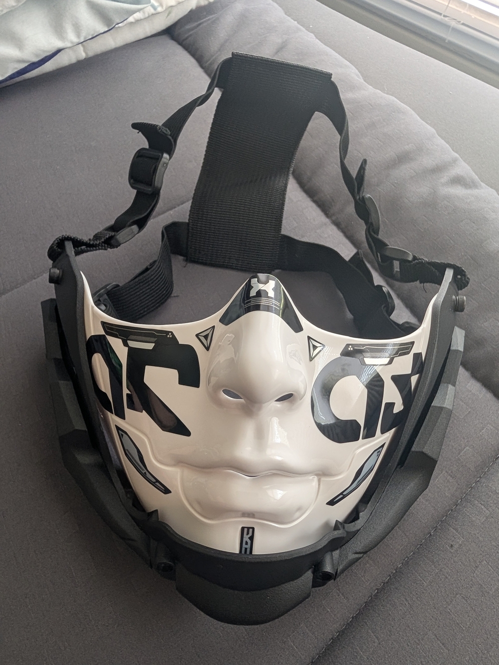 White Futuristic Costume Face Mask Adjustable Cosplay Accessory Unisex